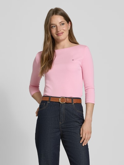Tommy Hilfiger Slim Fit Langarmshirt aus reiner Baumwolle Pink 4