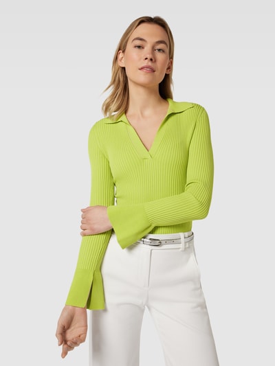 HUGO Crop Top aus Viskose-Mix in Strick-Optik Modell 'Sharreno' Neon Gruen 3