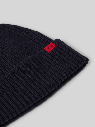 HUGO Beanie met labelpatch, model 'Xola' Donkerblauw - 2