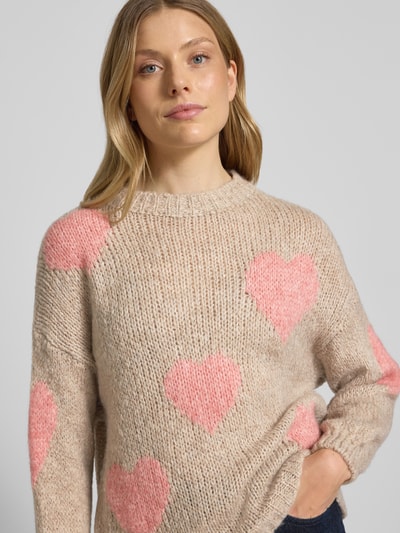 ZABAIONE Sweter z dzianiny z okrągłym dekoltem model ‘Bo44nita’ Beżowy 3