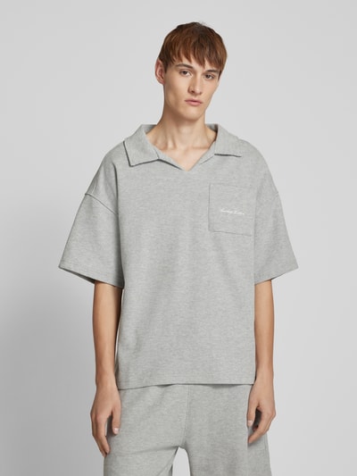 ANOTHER COTTON LAB Oversized poloshirt met borstzak Middengrijs gemêleerd - 4