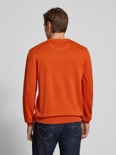Christian Berg Men Gebreide pullover met ribboorden Oranje gemêleerd - 5