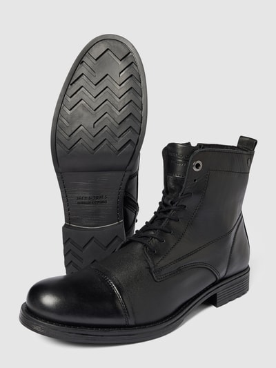 Jack & Jones Boots van leer, model 'SHAUN' Zwart - 3