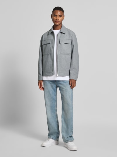 Jack & Jones Premium Overhemdjack met borstzakken, model 'RUSSEL' Lichtgrijs gemêleerd - 1