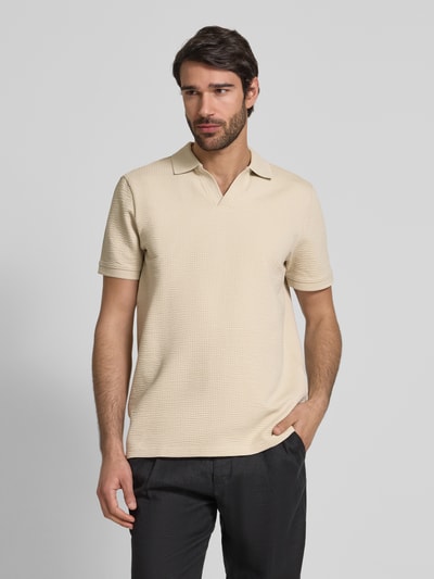 MCNEAL Regular Fit Poloshirt mit V-Ausschnitt Beige 4