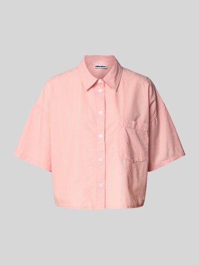 Review Boxy fit overhemdblouse met borstzak Roze - 2