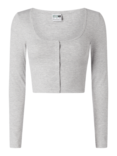 PUMA PERFORMANCE Cropped Shirt mit Rippenstruktur  Hellgrau Melange 1