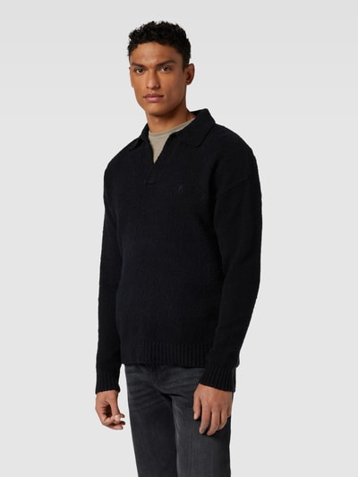 Drykorn Gebreide pullover met platte kraag Zwart - 4