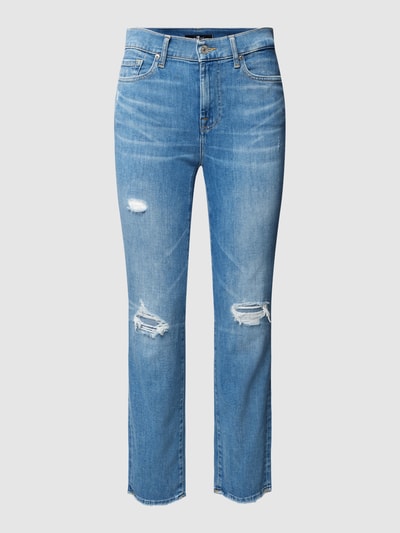 7 For All Mankind Straight Fit Cropped Jeans mit Destroyed-Effekten Blau 2