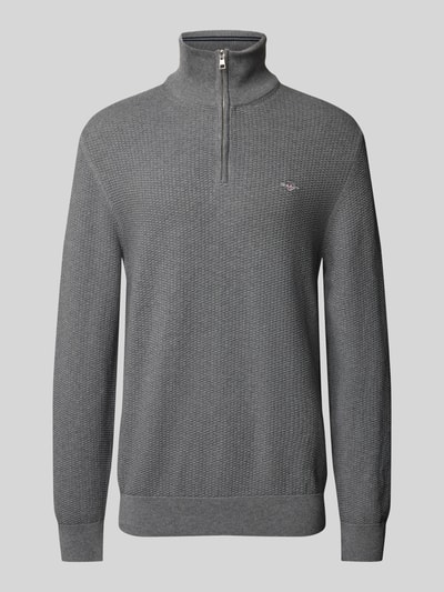 Gant Pullover mit Label-Stitching Dunkelgrau Melange 2