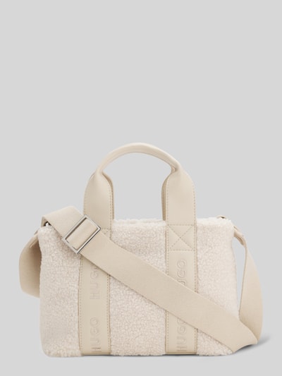 HUGO Torba na ramię z paskiem z logo model ‘BECKY’ Écru 4