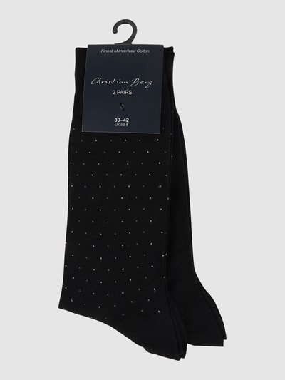 Christian Berg Men Socken mit Allover-Print im 2er-Pack Black 2