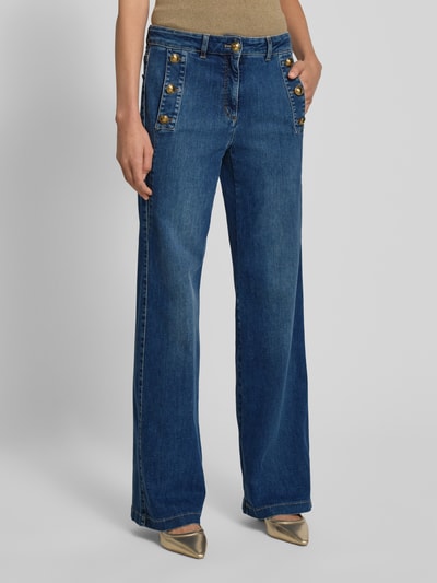 Luisa Cerano Flared cut jeans met knopen en achterzakken Blauw - 4