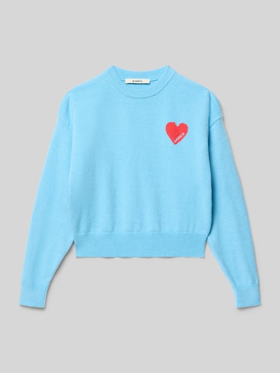 Garcia Gebreide pullover met ribboorden Lichtblauw - 1