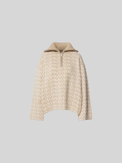 Holzweiler Pullover mit kurzem Reißverschluss Beige 1