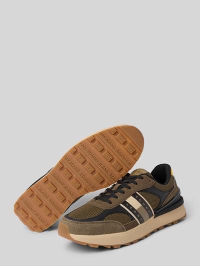 Tommy Jeans Low Top Sneaker aus Leder-Mix Khaki 4