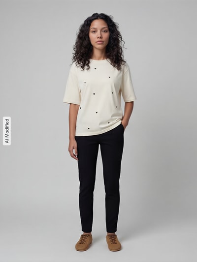 Jake*s Casual T-Shirt mit 1/2-Arm Ecru 1