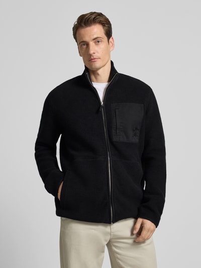 Armedangels Relaxed fit fleecejack van puur katoen, model 'FLAABO' Zwart - 4