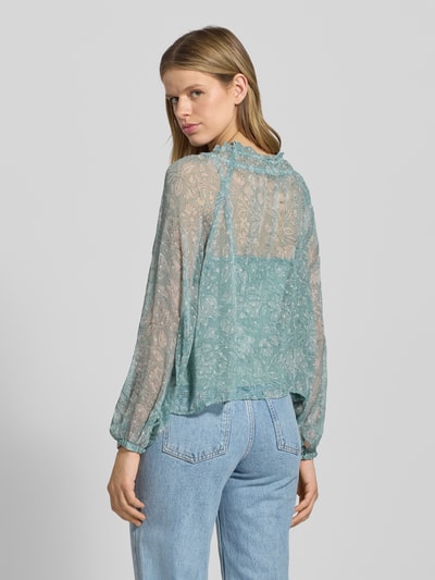 Only Loose fit chiffon blouse met all-over motief, model 'ELIZA LIFE' Rietgroen - 5