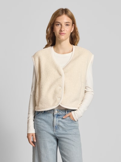 Marc O'Polo Denim Kamizelka o pudełkowym kroju z futerka z listwą na zatrzaski Złamany biały 4