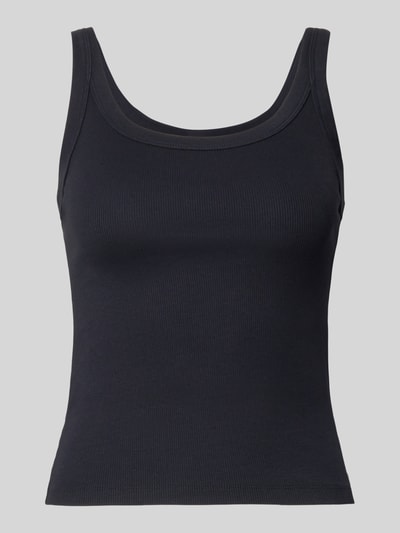 Produktfoto, schwarzes Slim Fit Top aus Baumwoll-Mix Modell 'ESSENTIAL RIBBED TANK' von Levi's®, unifarben, U-Ausschnitt, Feinripp