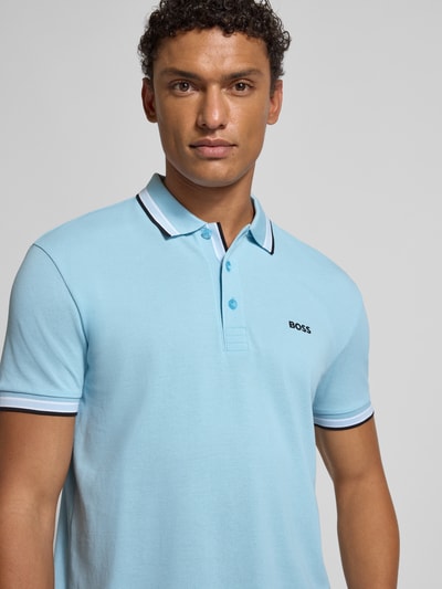 BOSS Green Regular Fit Poloshirt aus reiner Baumwolle Hellblau 3