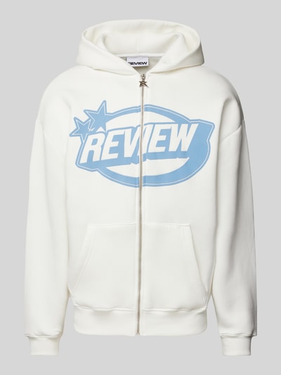 REVIEW Sweatjacke mit Label-Print Offwhite 2