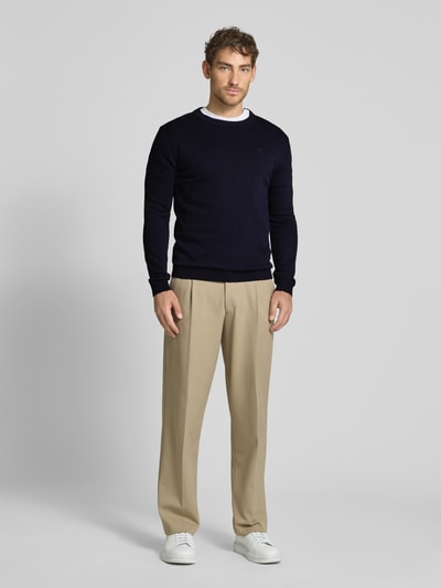 Tom Tailor Regular Fit Strickpullover aus reiner Baumwolle mit Rundhalsausschnitt Dunkelblau 1