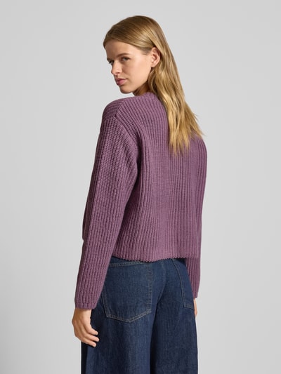 Carhartt Work In Progress Sweter krótki z dzianiny z kieszenią na piersi Śliwkowy 5