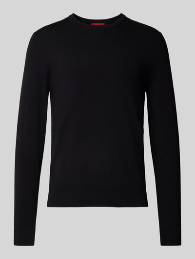 HUGO Strickpullover mit Rundhalsausschnitt Modell 'San Cody' Black 2