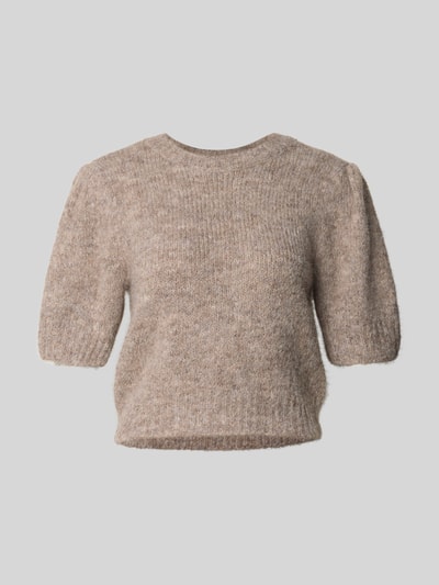 Vero Moda Regular Fit Strickpullover mit Woll-Anteil Modell 'NOVAH' Sand Melange 2