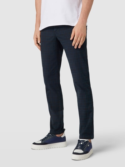 Tommy Hilfiger Chino met ruitmotief, model 'DENTON' Marineblauw - 4