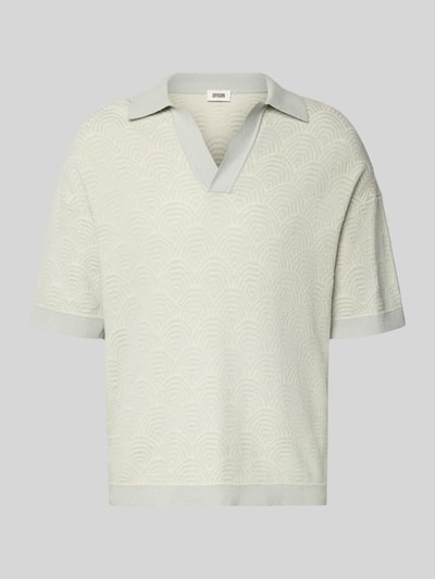 Produktfoto, Relaxed Fit Poloshirt mit V-Ausschnitt Modell LAURENZZO von Drykorn, bawełniany miks, jasny, fakturowany, allover wzór