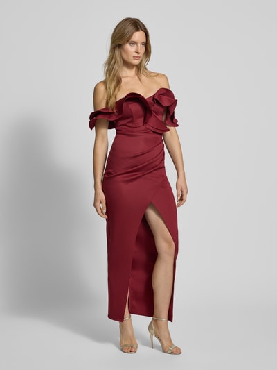 Lipsy Abendkleid mit Volants Dunkelrot 1