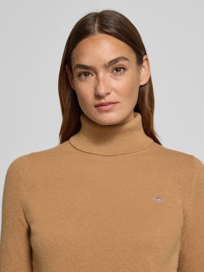 GANT Golf o kroju regular fit z mieszanki wełny model ‘Extrafine’ Piaskowy 3