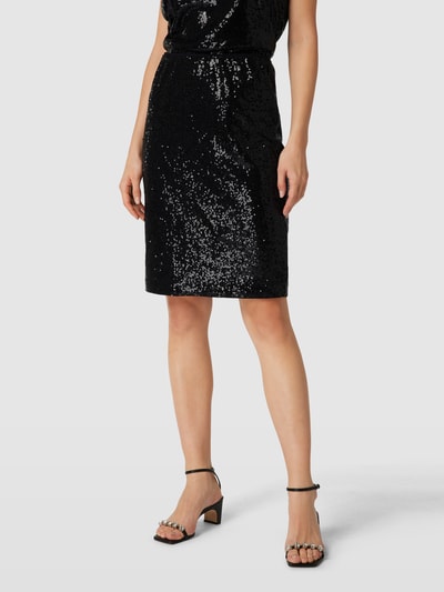Montego Knielanger Rock mit Paillettenbesatz Schwarz 4