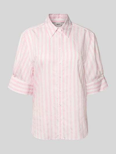 Brax Relaxed fit overhemdblouse van viscosemix met 1/2-mouwen, model 'Vic' Lichtroze - 2