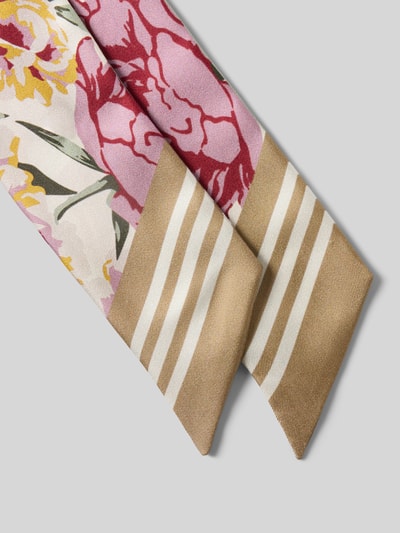 Produktfoto, Tuch aus reiner Seide Modell 'Twilly' von Codello, längliche Passform, floraler Allover-Print, Beige mit Streifen, zarte Textur