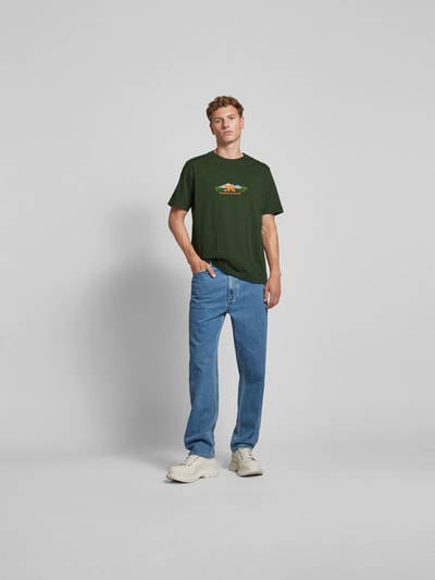 MAISON KITSUNE T-Shirt mit geripptem Rundhalsausschnitt Dunkelgruen 1