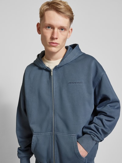 Pegador Oversized Sweatjacke mit Label-Stitching Rauchblau 3