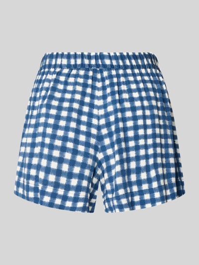 Produktfoto, Comfort Fit Pyjama Shorts aus reiner Viskose von Pyjama Shorts, niebiesko-biała krata, materiał popelinowy, elastyczny pas, boczne kieszenie, wygląd jednolity