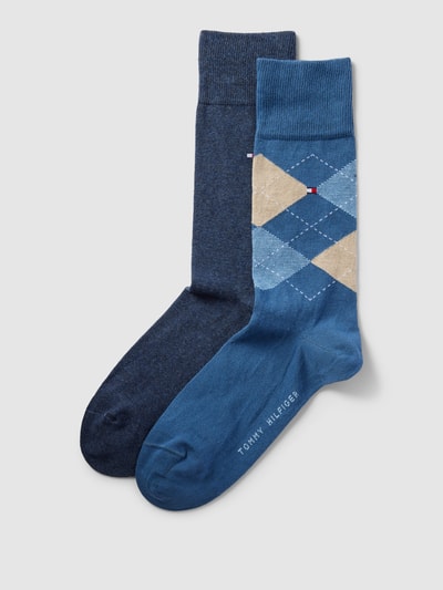 Tommy Hilfiger Socken mit Label-Detail im 2er-Pack Modell 'CHECK' Blau 1