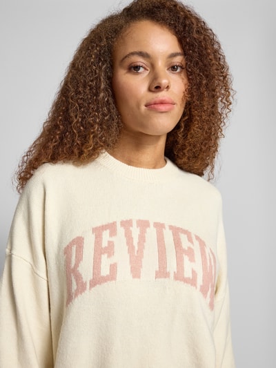 Review Oversized gebreide pullover met ronde hals Offwhite gemêleerd - 3