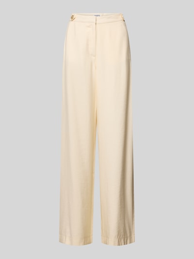 Produktfoto, Wide Leg Hose aus Modal-Mix von Jake*s Casual in hellem Beige mit Knopf und Gesäßtaschen, Bundweite 35 cm, Innenbeinlänge 79 cm, glatte Oberfläche