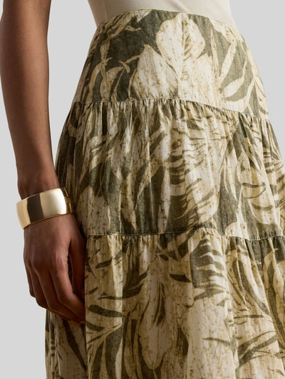Lauren Ralph Lauren Szeroka spódnica maxi z czystej bawełny Oliwkowy 3