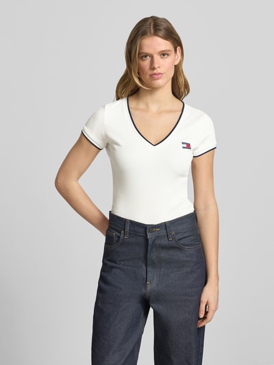 Tommy Jeans Slim fit T-shirt van katoenmix Wit - 4