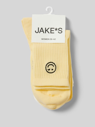 Jake*s Casual Socken mit Label-Stitching im 2er-Pack Weiss 3