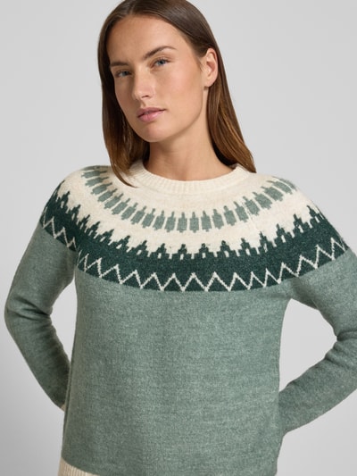 VERO MODA Regular fit gebreide pullover met wol, modell 'SIMONE' Rietgroen - 3
