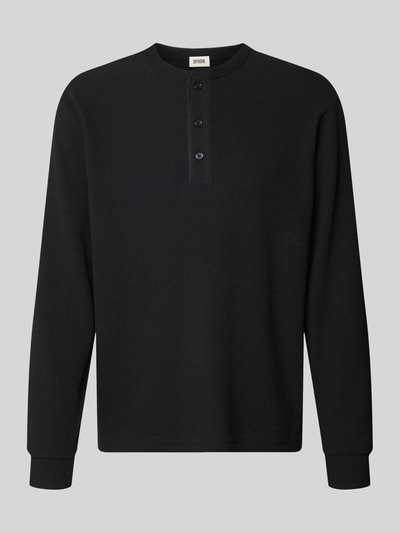 Drykorn Regular fit pullover met knoopsluiting, model 'Kilano' Zwart - 2