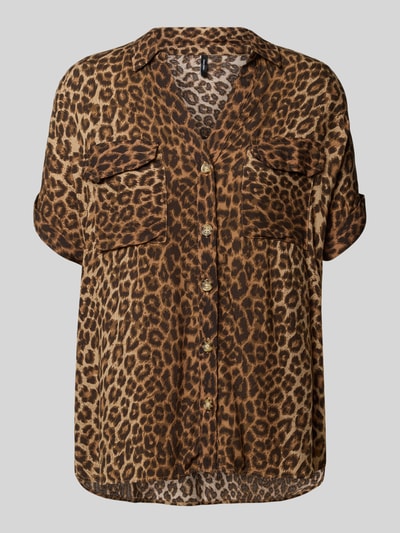 Vero Moda Bluzka koszulowa o luźnym kroju z czystej wiskozy model ‘BUMPY’ Piaskowy 2